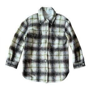Aritzia Wilfred Free Small Wool Blend Plaid Button Down Shirt Jacket Shacket